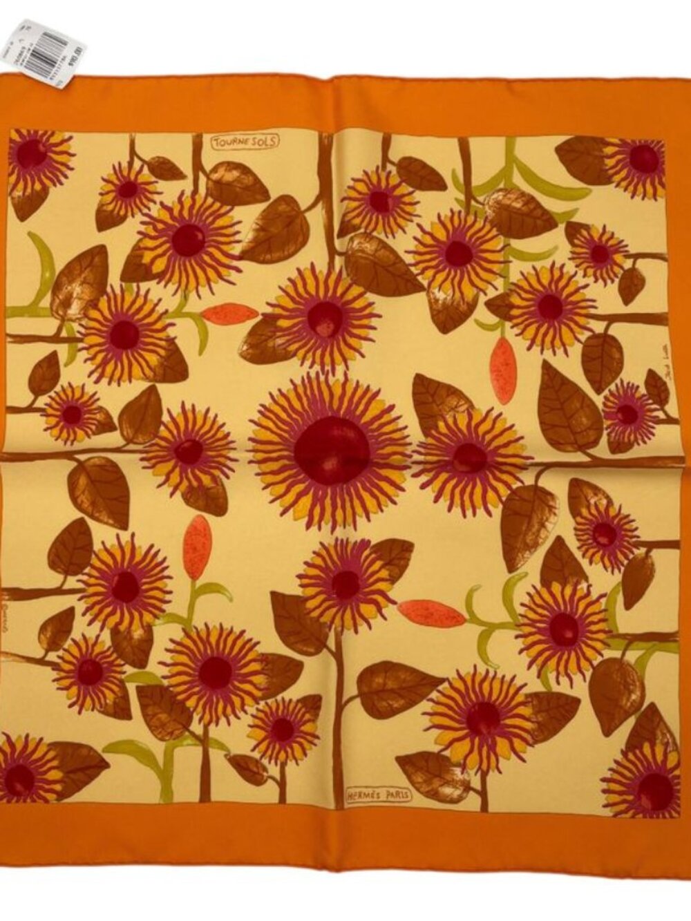 Hermes Scarf 100% Silk Tourne Sols Sunflower Orange